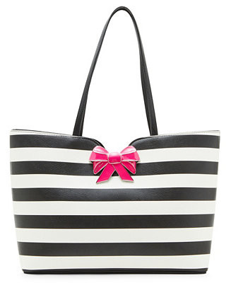 Betsey Johnson Striped Bow Tote - Macy's | Macy's