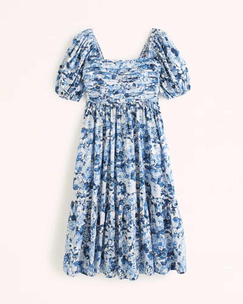 Emerson Poplin Puff Sleeve Midi Dress | Abercrombie & Fitch (US)