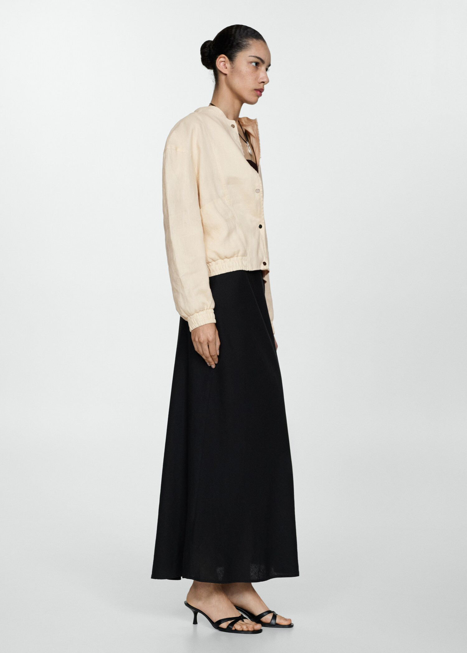 Buttons linen-blend jacket - Women | MANGO USA | Mango (US/MX/AU)