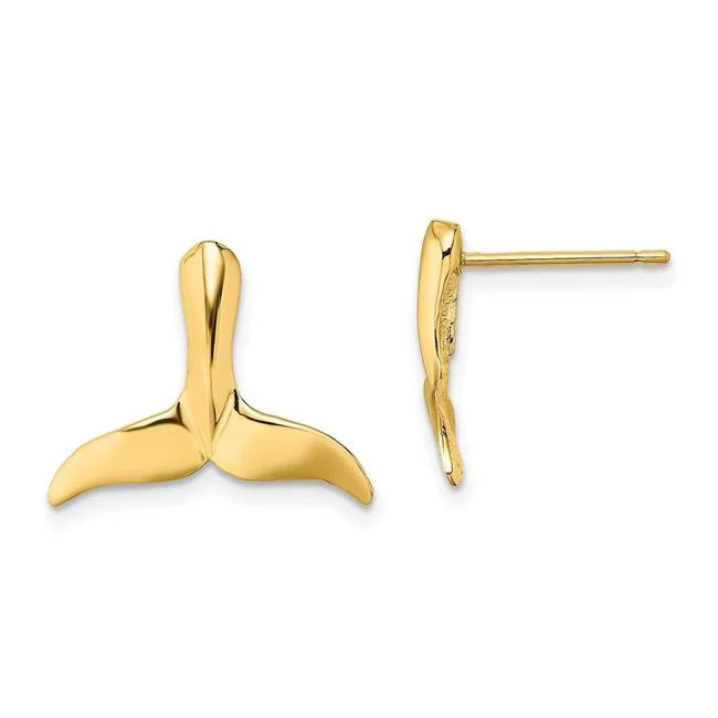 Primal Gold 10 Karat Yellow Gold 2-D Whale Tail Post Earrings - Walmart.com | Walmart (US)