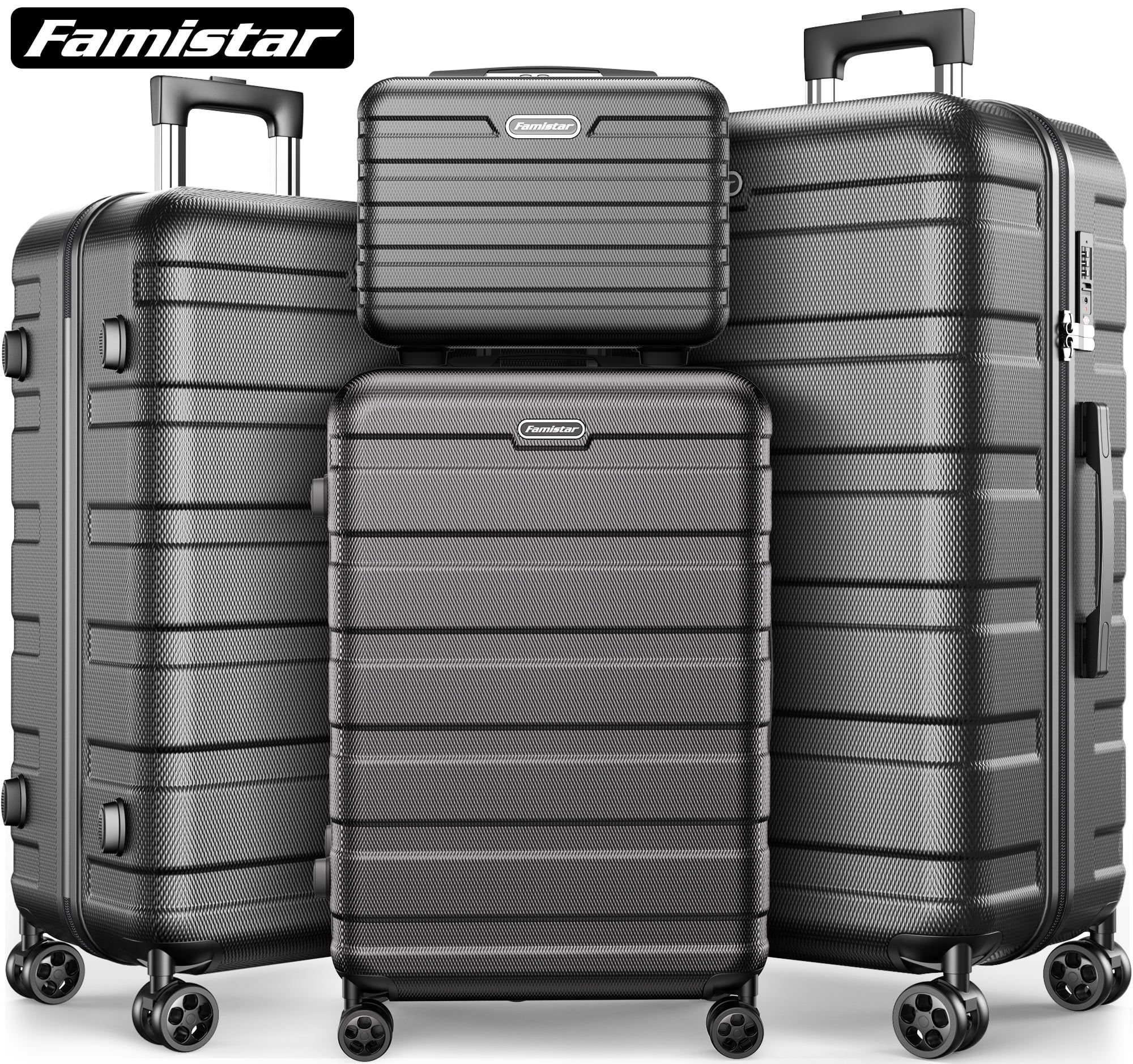Famistar 4 Piece Hardside Luggage Suitcase Set with 360° Double Spinner Wheels Integrated TSA Lo... | Walmart (US)
