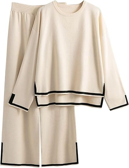 Conjunto de Punto para Mujer, Traje de Punto de otoño e Invierno, suéter de Cuello, Pantalones ... | Amazon (ES)