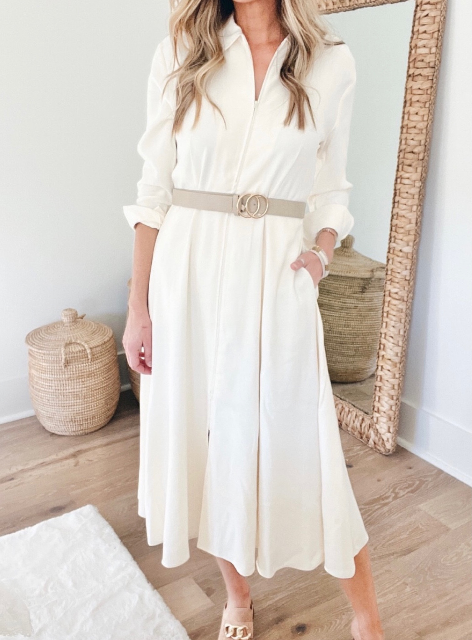 Wearing xs in the nursing friendly dress. Size down if between. Shoes are true to size but go up a half size if you're between sizes.

Tall friendly neutral workwear. Spring outfits for work.

#LTKstyletip #LTKworkwear #LTKsalealert