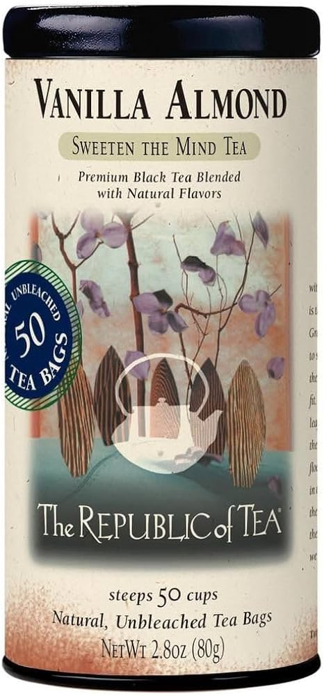 The Republic of Tea - Vanilla Almond Black Tea Tin, 50 Tea Bags, Naturally Caffeinated | Amazon (US)