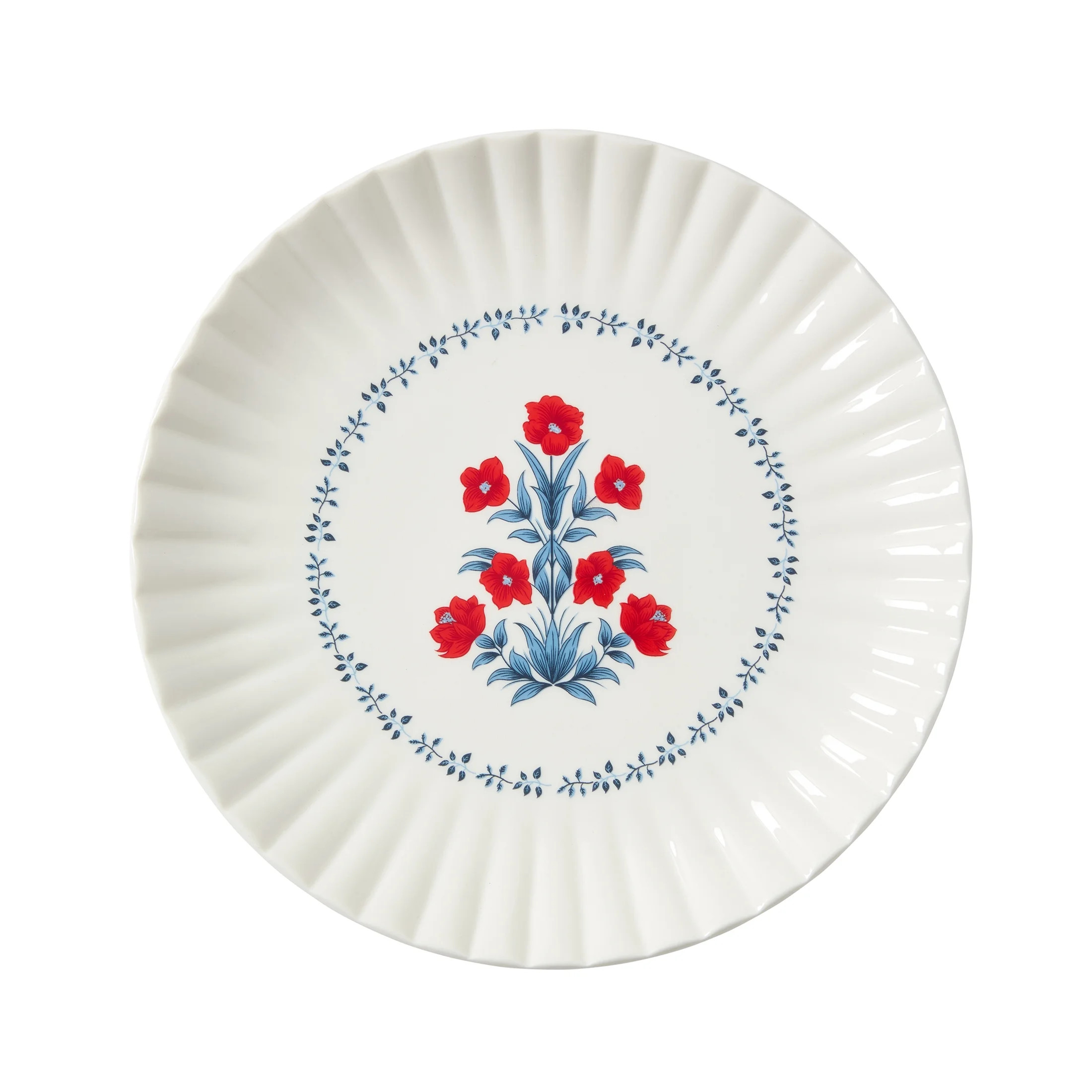 Floral Ceramic Plate, Red/White/Blue, 8", by My Texas House | Walmart (US)