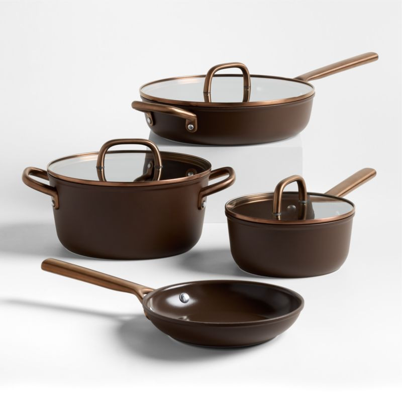 ZWILLING Milano Brown Ceramic Non-Stick 7-Piece Cookware Set | Crate & Barrel | Crate & Barrel