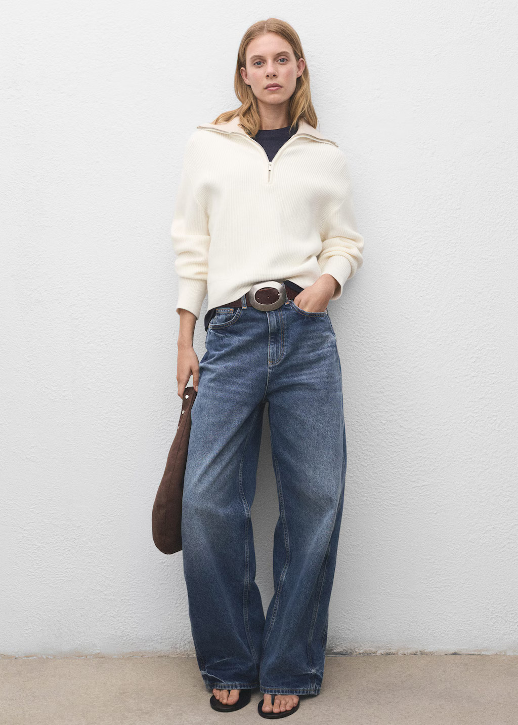 Sweater with contrasting zipper collar light/pastel grey - Woman - S - MANGO | Mango (US/MX/AU)
