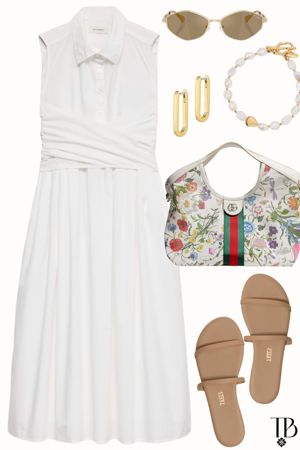 Clean girl style with a feminine twist 🤍🌸 This effortless white midi dress paired with floral accessories and gold details is the perfect chic summer outfit for brunch, travel days, and warm-weather weekends. #LTKStyle #CleanGirlStyle #SummerDress #EffortlessStyle #VacationOutfit #FeminineFashion #QuietLuxury #OOTD
 

 