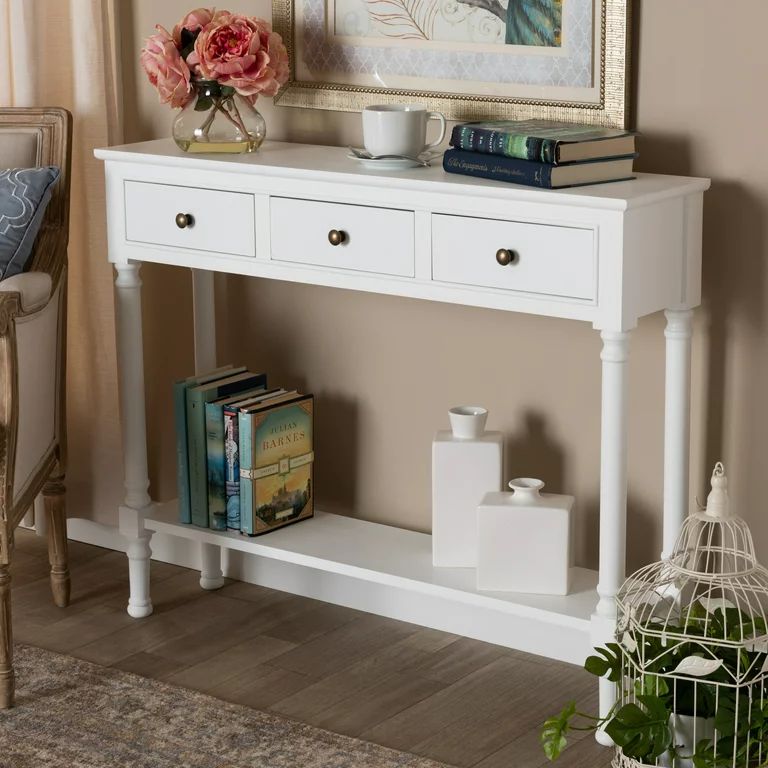 Baxton Studio Calvin Classic And Traditional French Farmhouse White Finished Wood 3-Drawer Entryw... | Walmart (US)