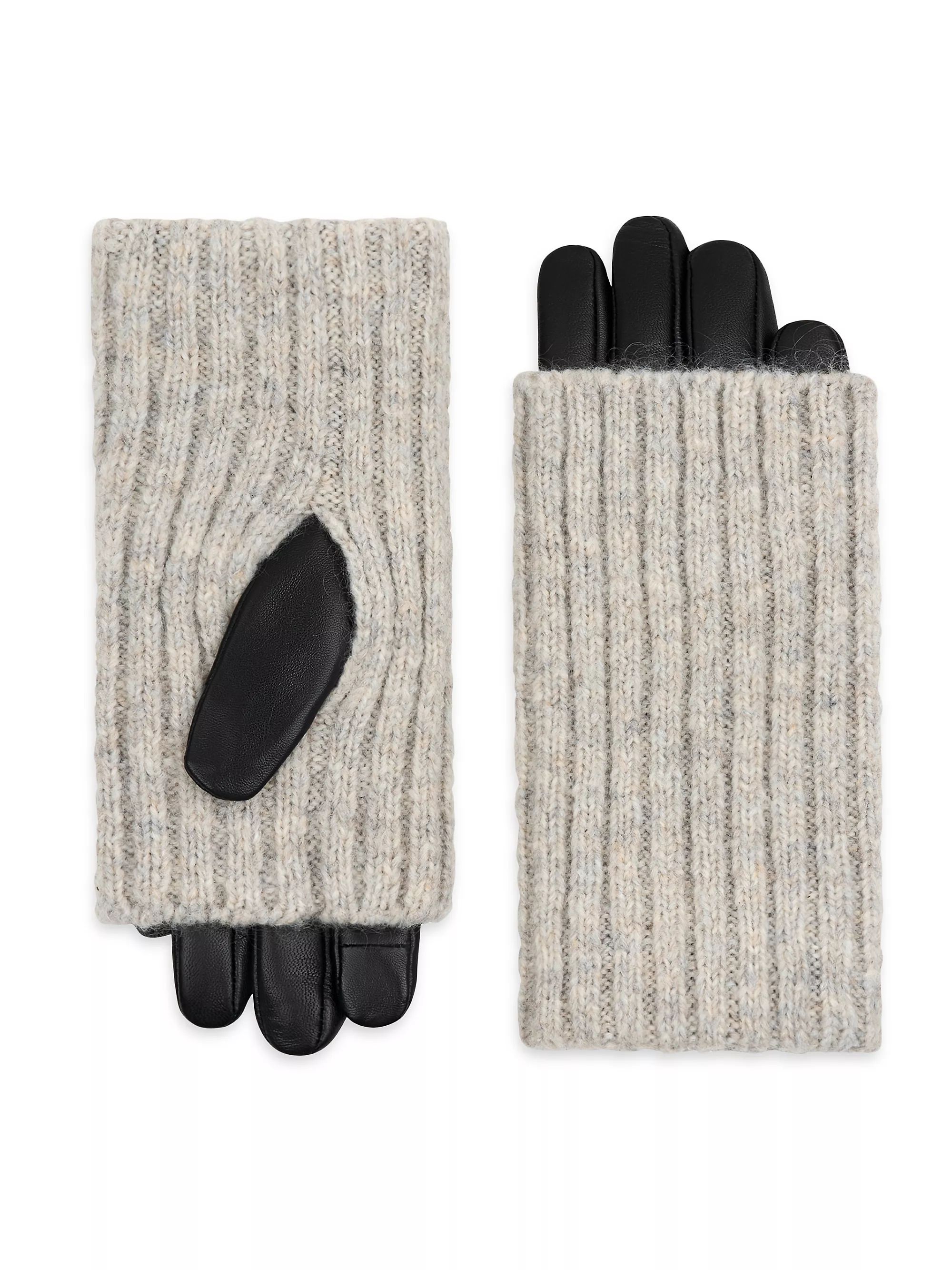 Ashwood Overlay Leather & Knit Gloves | Saks Fifth Avenue