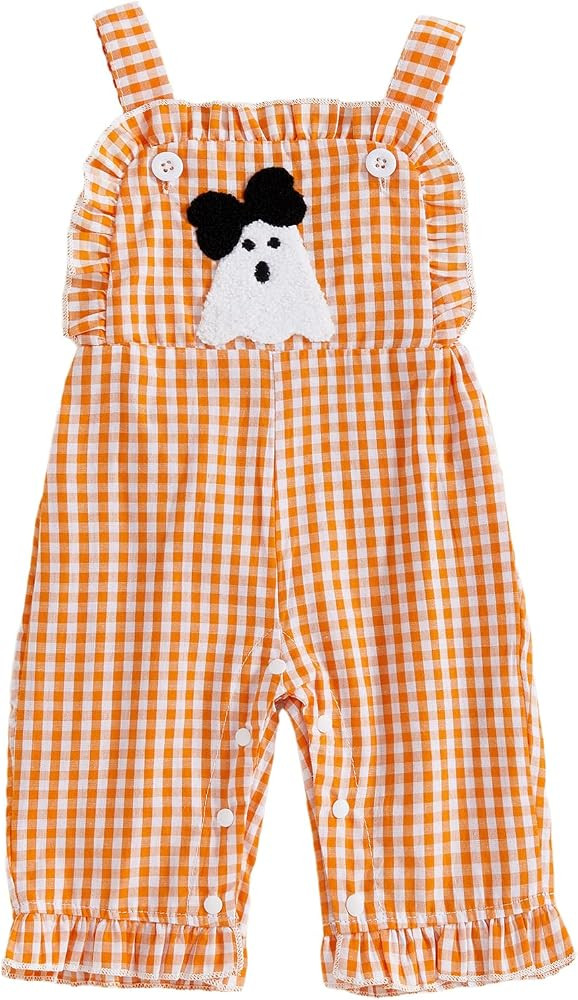 Baby Girl New Year Outfit Toddler Girl Romper Overalls Sleeveless Pant Plaid One Piece Jumpsuit C... | Amazon (US)