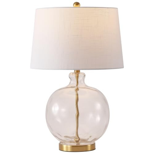 JONATHAN Y Rae 26.5" Clear Glass and Brass Gold Metal Gourd Table Lamp | Amazon (US)
