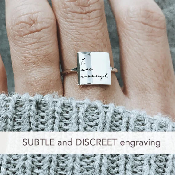 I Am Enough Statement Ring, Sterling Silver Inspirational Ring, Self Love Ring, Recovery Ring, Mo... | Etsy (US)