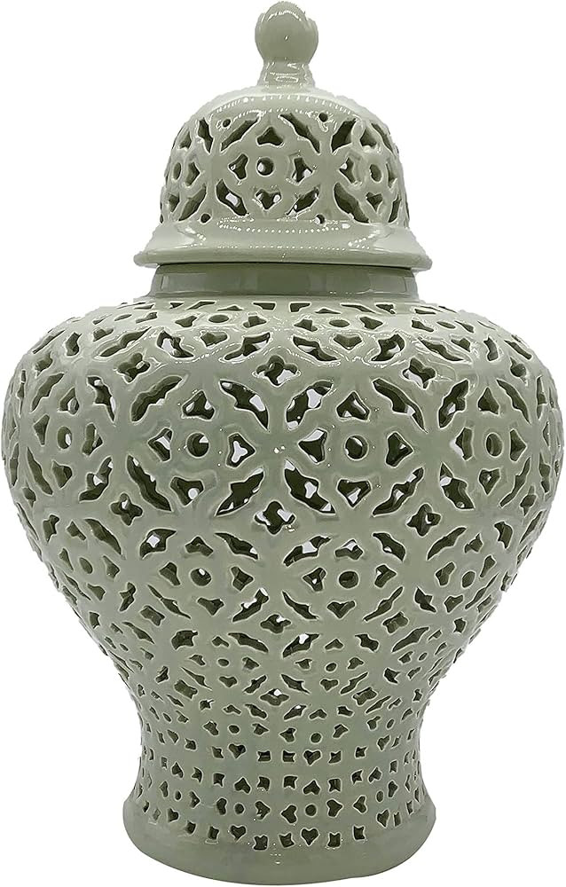 Galt International 19.5” Lattice Ginger Jar with Lid - Stunning Home Decor with Intricate Medit... | Amazon (US)