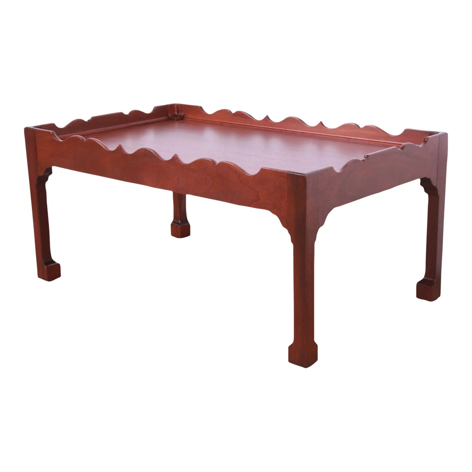 Baker Furniture Chinese Chippendale Carved Mahogany Coffee Table, Newly Refinished | Chairish