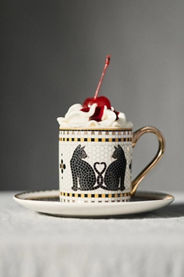 The Bistro Tile Stoneware Espresso Cup: Halloween Edition | Anthropologie (US)