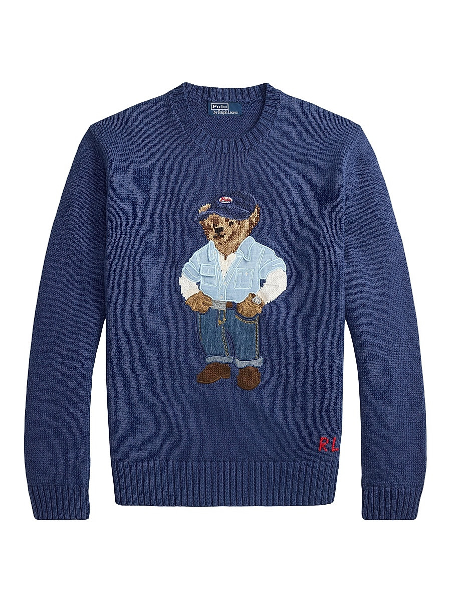 Men's Polo Bear Linen-Cotton Sweater - Light Navy - Size XXL | Saks Fifth Avenue