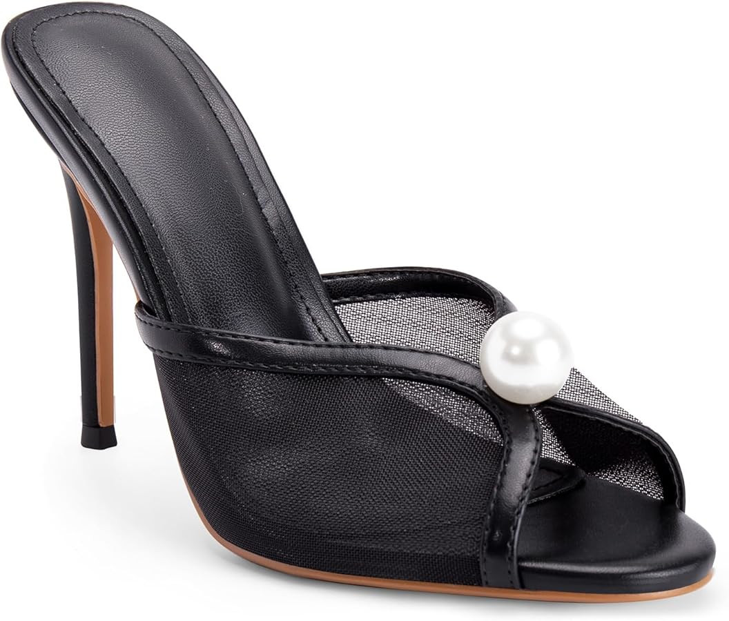 Mesh Mule Heels for Women with 4 Inch Stiletto Heel | Amazon (US)