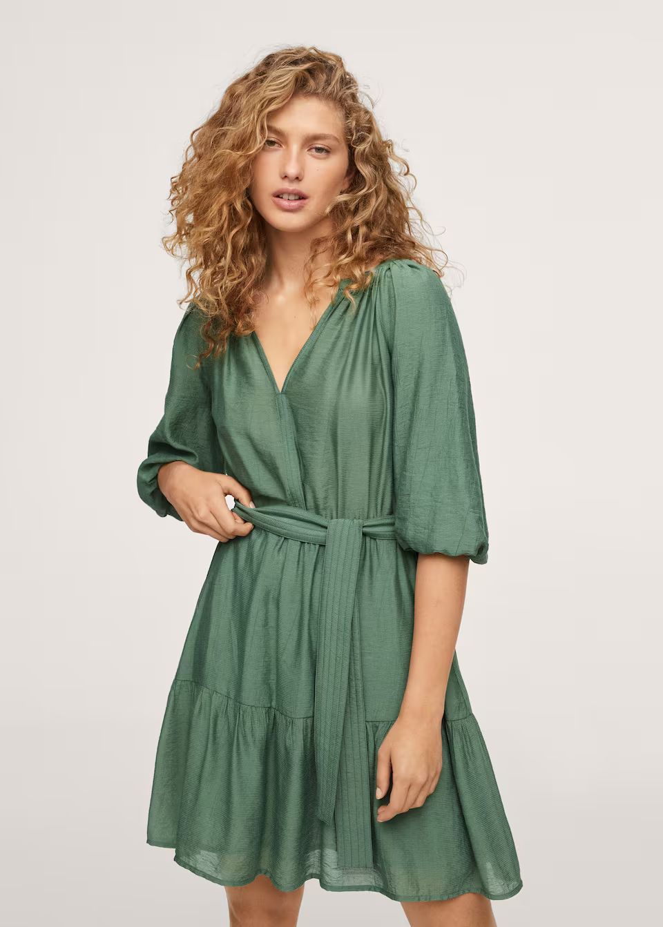 Puffed sleeves dress | MANGO (US)