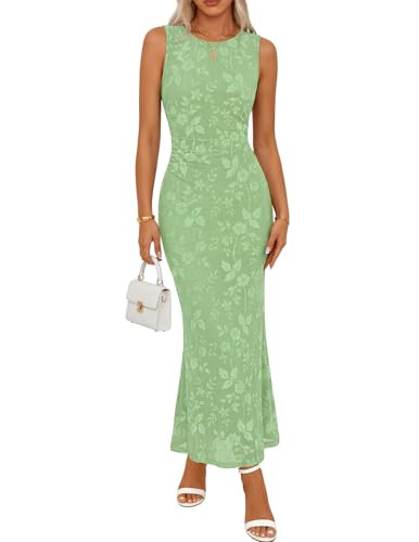 MEROKEETY Women's Summer Wedding Guest Maxi Dress 2026 Sleeveless Floral Bodycon Mesh Cocktail Fo... | Amazon (US)
