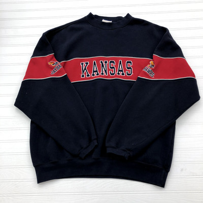 Vintage Cadre Athletic Kansas Jayhawks Embroidered Blue Sweatshirt Adult Size XL  | eBay | eBay US