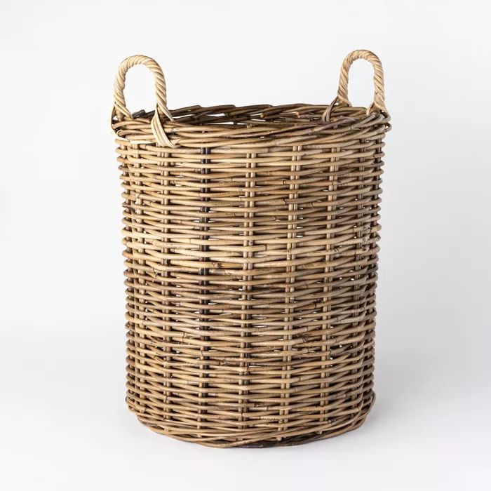 Decorative Round Rattan Basket Gray - Threshold™ designed with Studio McGee | Target