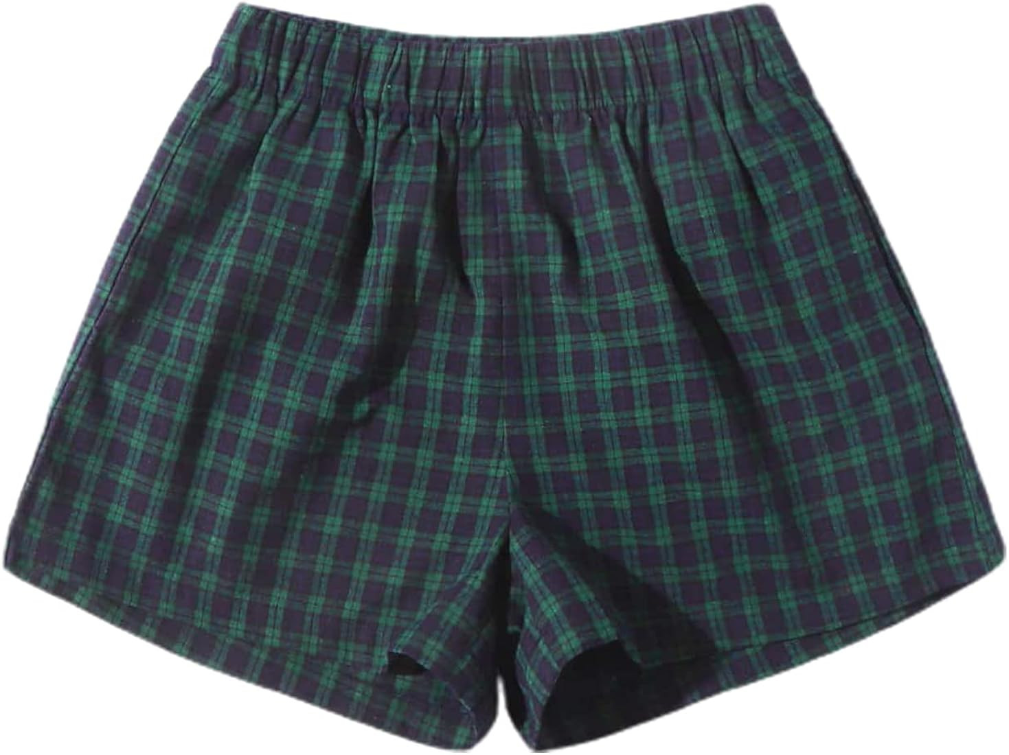 MakeMeChic Women's Elastic Waisted Plaid Shorts Lounge Pajama Shorts | Amazon (US)
