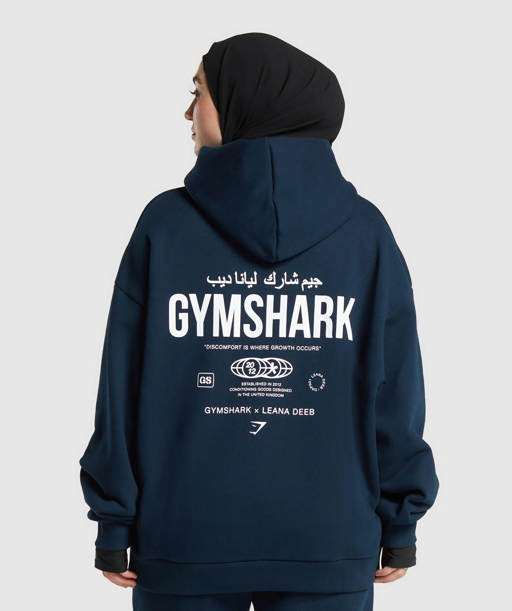 Gymshark GS X Leana Deeb Oversized Graphic Hoodie - Navy | Gymshark UK