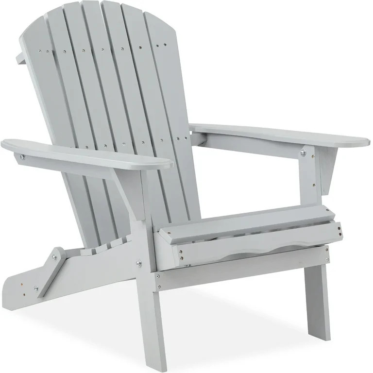 Best Choice Products Folding Adirondack Chair Outdoor, Wooden Accent Lounge Furniture w/ 350lb Ca... | Walmart (US)