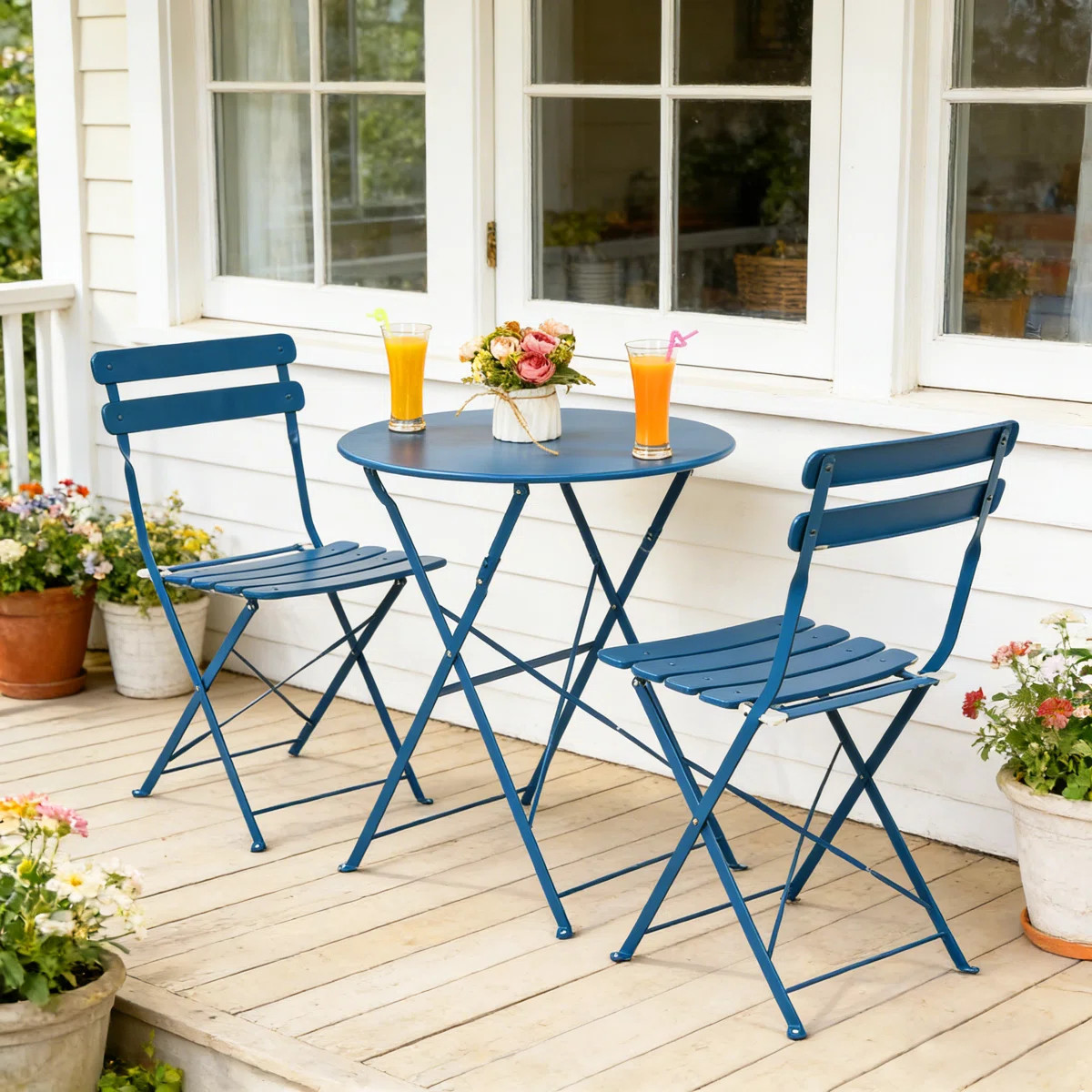 3-Piece Folding Patio Bistro Set – No Assembly, Water-Resistant Metal, Easy Storage | Wayfair North America