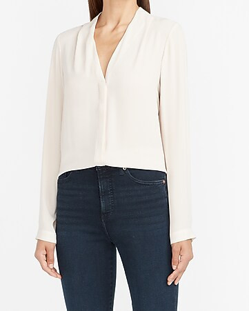 Tie Sleeve V-Neck Top | Express