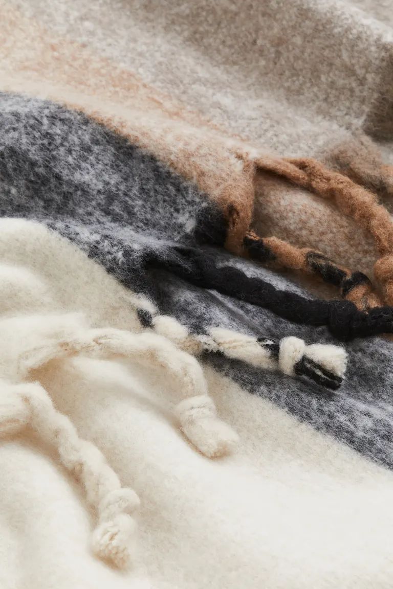 Patterned Wool-blend Throw - Taupe/striped - Home All | H&M US | H&M (US)