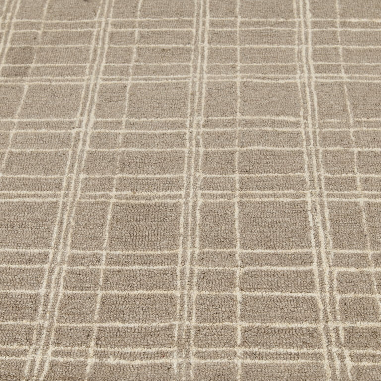 Better Homes & Gardens 7'10"x9'10" Beige Plaid Wool Indoor Area Rug | Walmart (US)