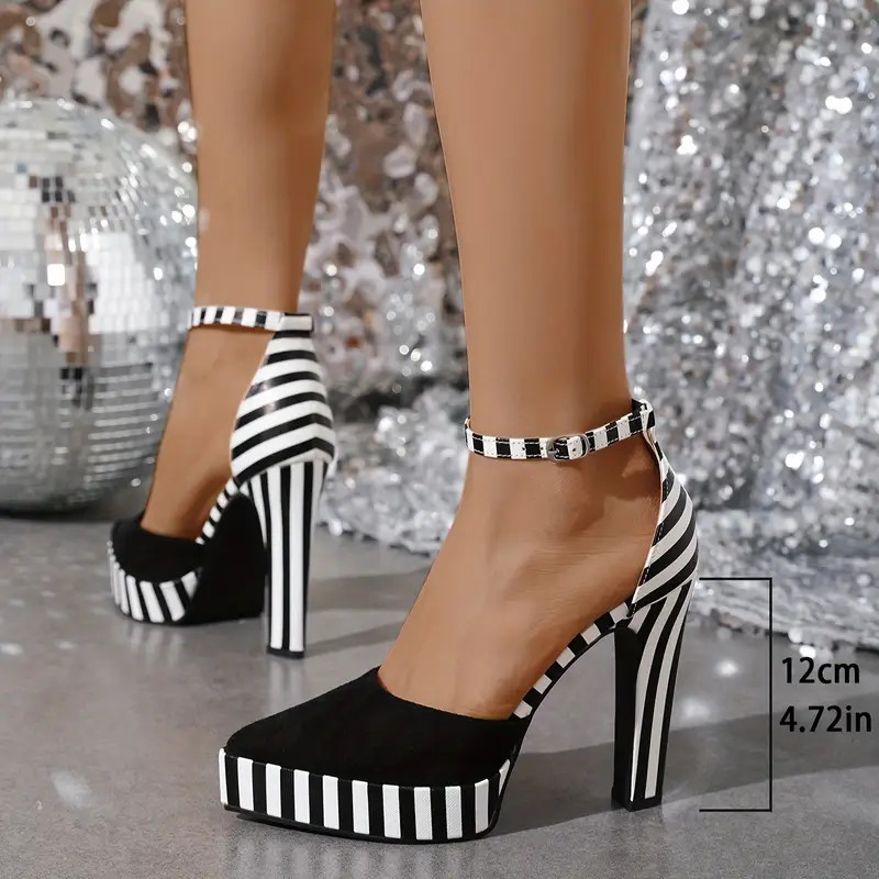 Women's Striped Pattern High Heel Sandals Elegant Point Toe - Temu | Temu Affiliate Program