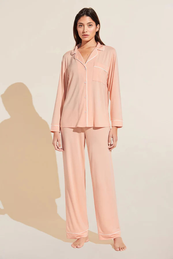 Gisele TENCEL™ Modal Long PJ Set - Peach Parfait/Ivory | Eberjey