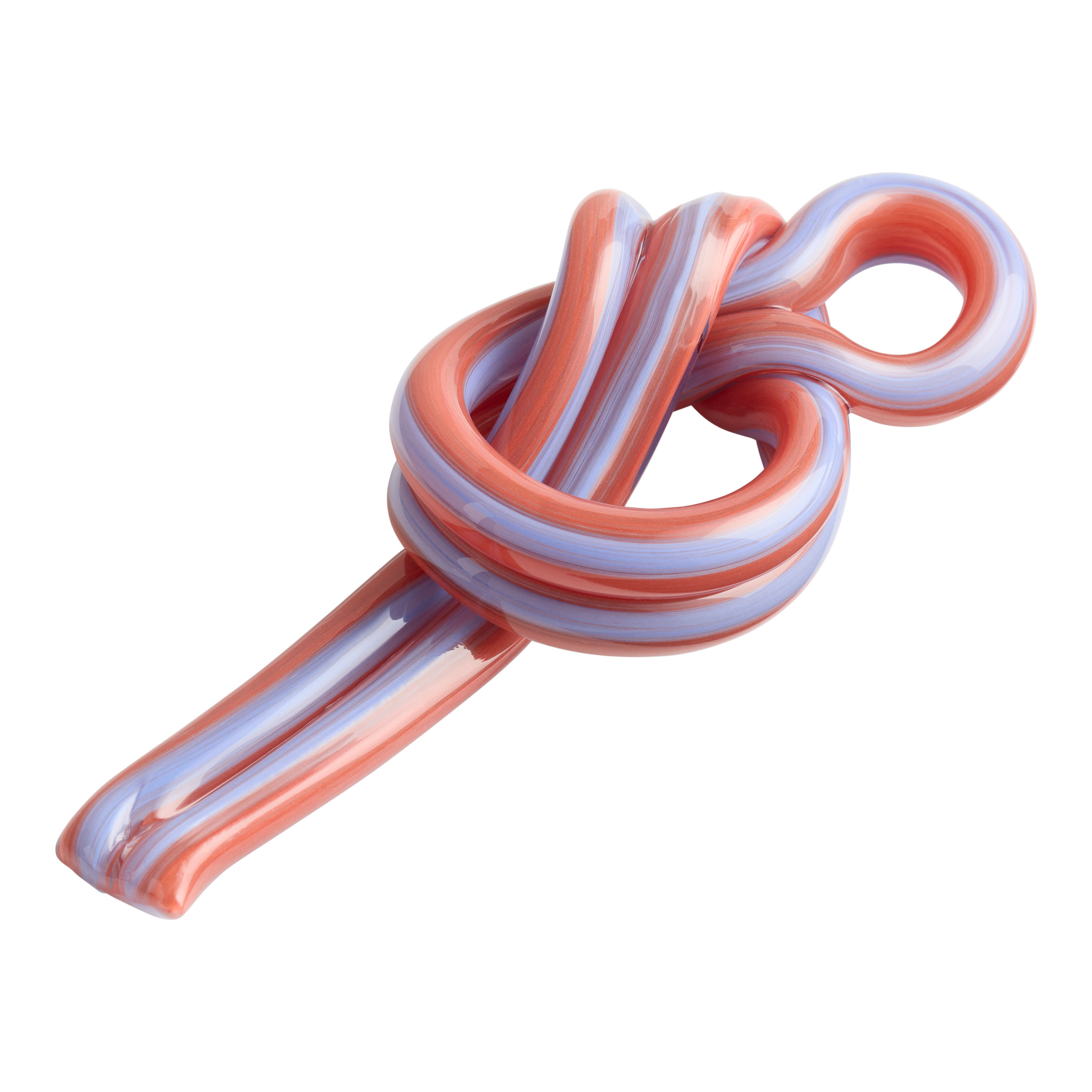 Red and Blue Handblown Art Glass Striped Knot Decor | World Market