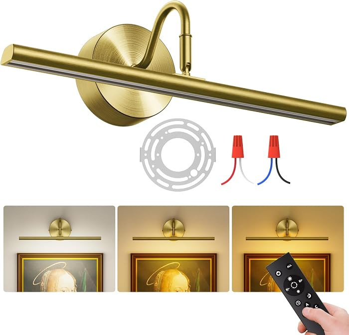Hardwired Picture Lights for Wall - 16.5" Lights for Pictures on Wall - Dimmable 3CCT Picture Fra... | Amazon (US)