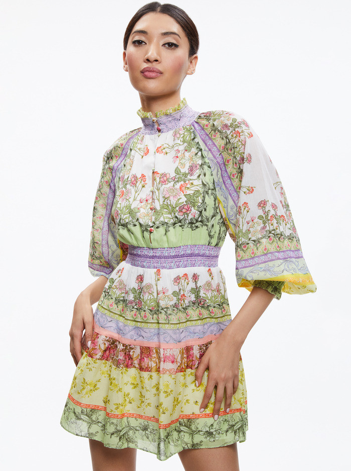 LAVINIA BLOUSON SLEEVE MINI DRESS | Alice + Olivia