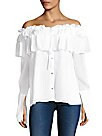 Opening Ceremony - Crinkle Chiffon Silk Off-The-Shoulder Blouse | Saks Fifth Avenue