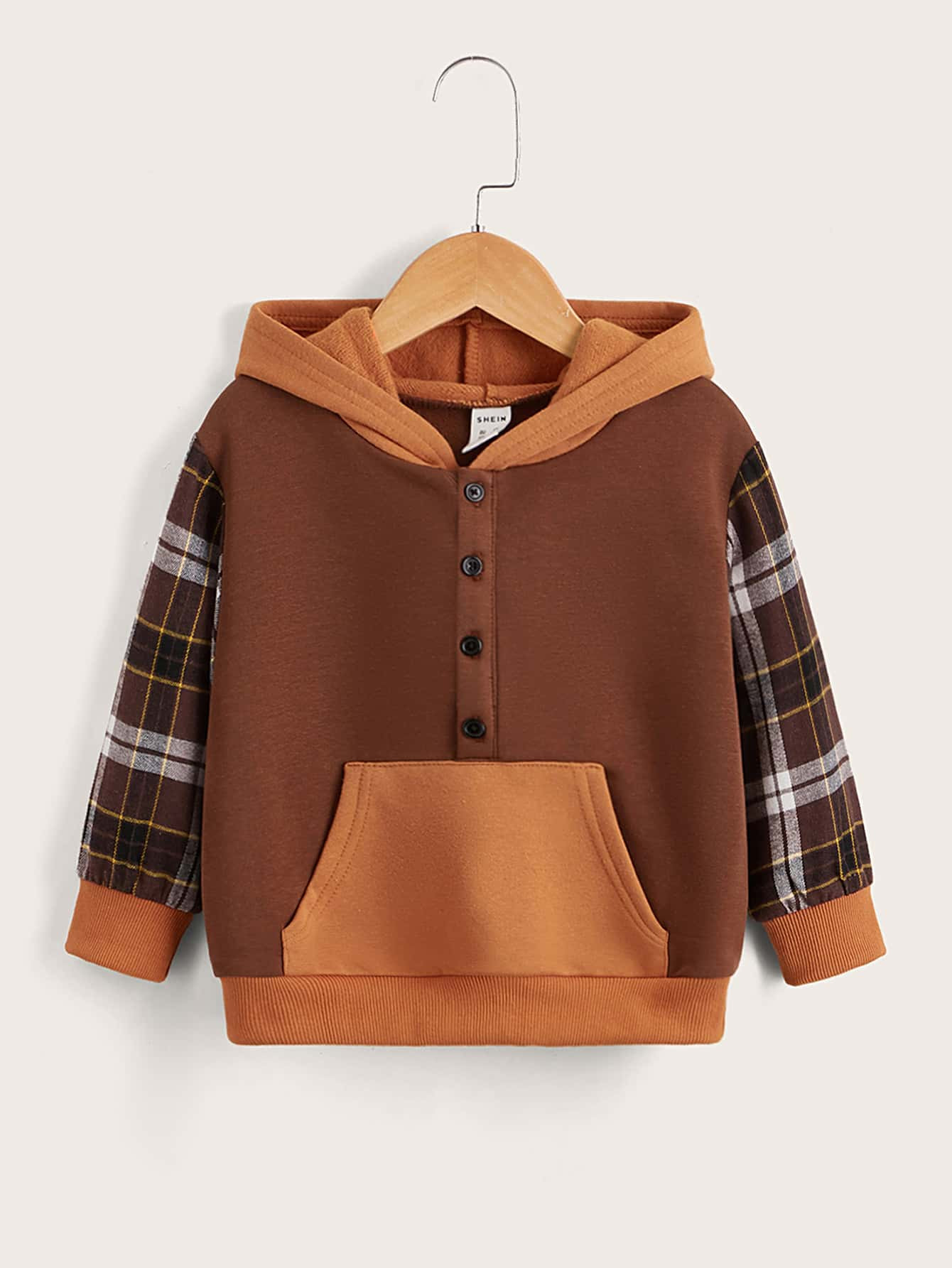 SHEIN Toddler Boys Colorblock & Plaid Print Sweatshirt | SHEIN