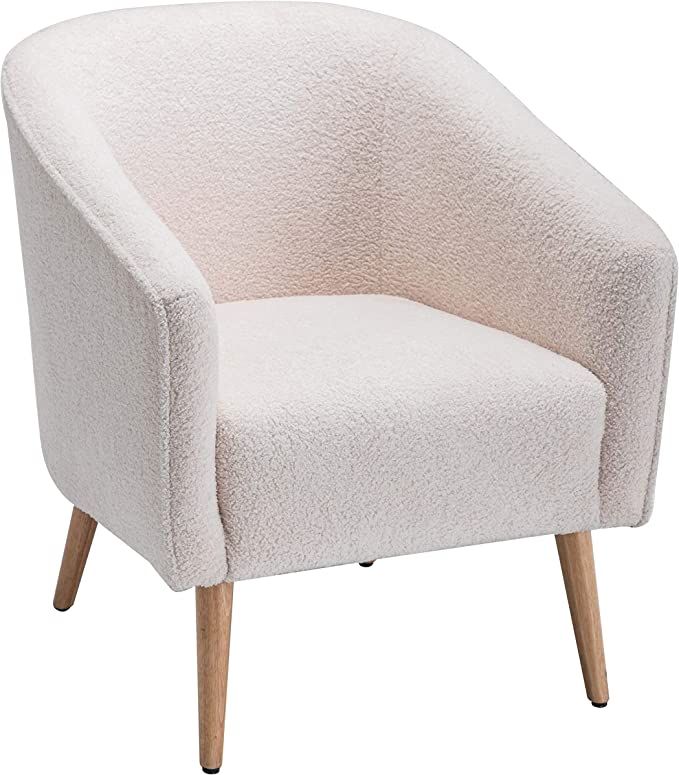 WOVENBYRD Faux Shearling Barrel Accent Chair, Cream Faux Shearling | Amazon (US)