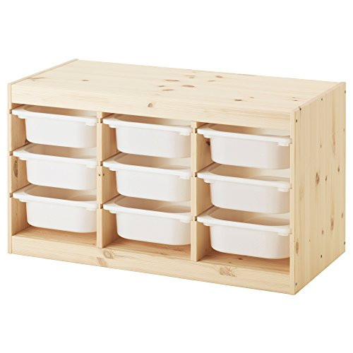 Ikea TROFAST storage combination with boxes, 93x44x52 cm, light white stained pine/white | Amazon (US)