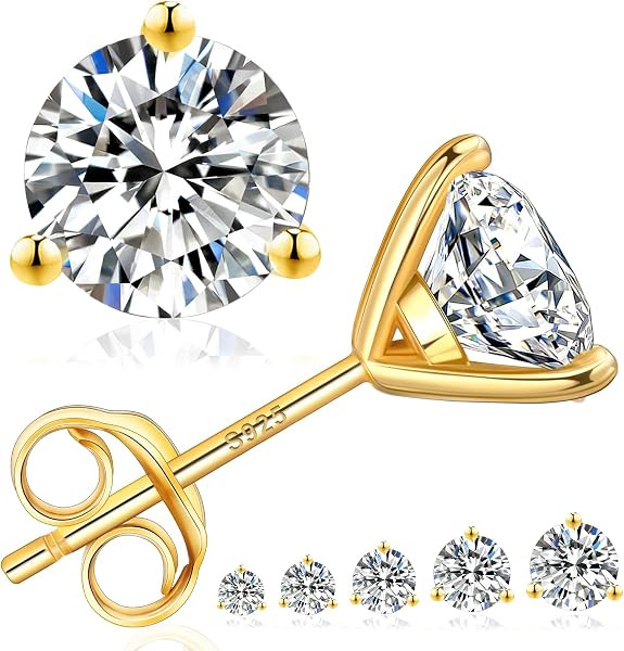 KRKC 0.6-3ct Moissanite Stud Earrings, D Color VVS1 Clarity, Lab Created Diamond Stud Earring for... | Amazon (US)