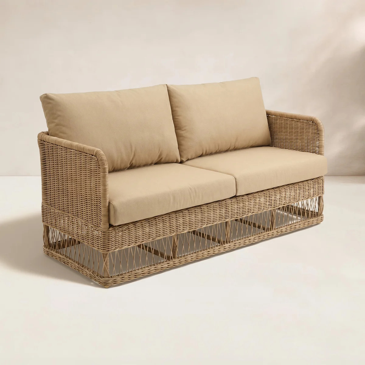 Destin Natural Outdoor Patio Sofa - Canvas Beige | Wayfair North America