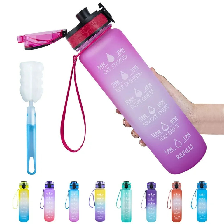 Morttic Portable Motivational Water Bottle BPA Free 1L/32oz Jug with Time Tracker For Men Women | Walmart (US)
