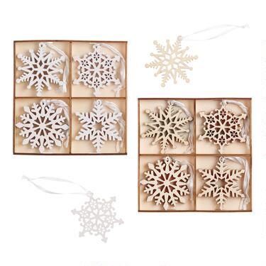 12 Pack Wood Snowflake Boxed Ornaments Set Of 2 | World Market