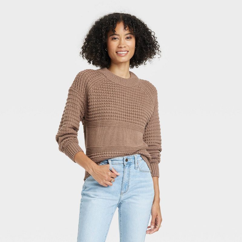 Women&#39;s Crewneck Pullover Sweater - Universal Thread&#8482; Taupe XS | Target