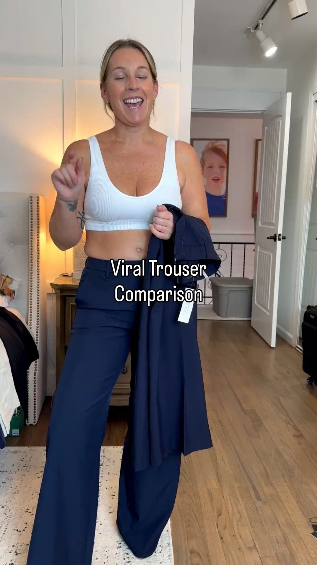 Obsessed with this work outfit. The most comfortable tee ever. Soft stretchy and buttery smooth! I got so many compliments on it! True to size! 
TROUSERS: READ CHARTS & INSEAMS TO HELP YOU DECIDE. 👇🏼👇🏼👇🏼
These are my favorite navy trousers! I tried on the 8 petite and would def stay with regular for floor length! Petite is perfect if you like it to brush the top of your foot! Also, the 8 is slightly snug and I’d prefer the 10. They’re fabulous tho and nearly the exact same as the older version, just with a tad more stretch! GOLD!!!



#LTKStyleTip #LTKMidsize #LTKFindsUnder50