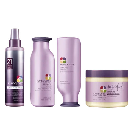 Pureology Hydrate Set - Shampoo 8.5oz, Conditioner 8.5oz, Color Fanatic 6.7oz and SuperFood 6oz | Walmart (US)