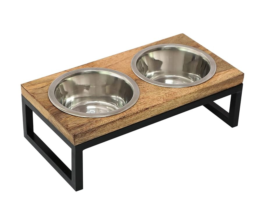 Elevated Pet Feeder for Dogs and Cats - The Urban Dog Wood and Metal Pet Feeding Stand with Two S... | Amazon (US)